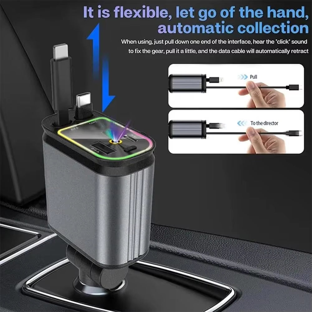 4 in 1 Retractable Car Charger Starlight