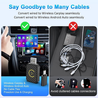 Mini Wireless Apple Carplay Adapter, Wireless Carplay Android Auto Adapter 2 in 1 Minibox Plug&Play Wireless Dongle