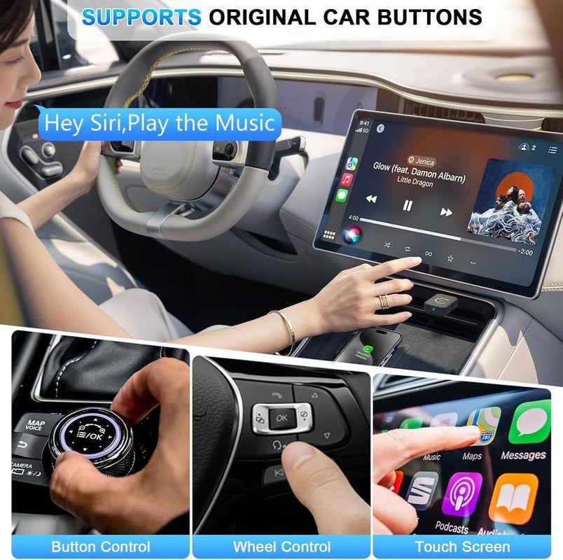 Mini Wireless Apple Carplay Adapter, Wireless Carplay Android Auto Adapter 2 in 1 Minibox Plug&Play Wireless Dongle