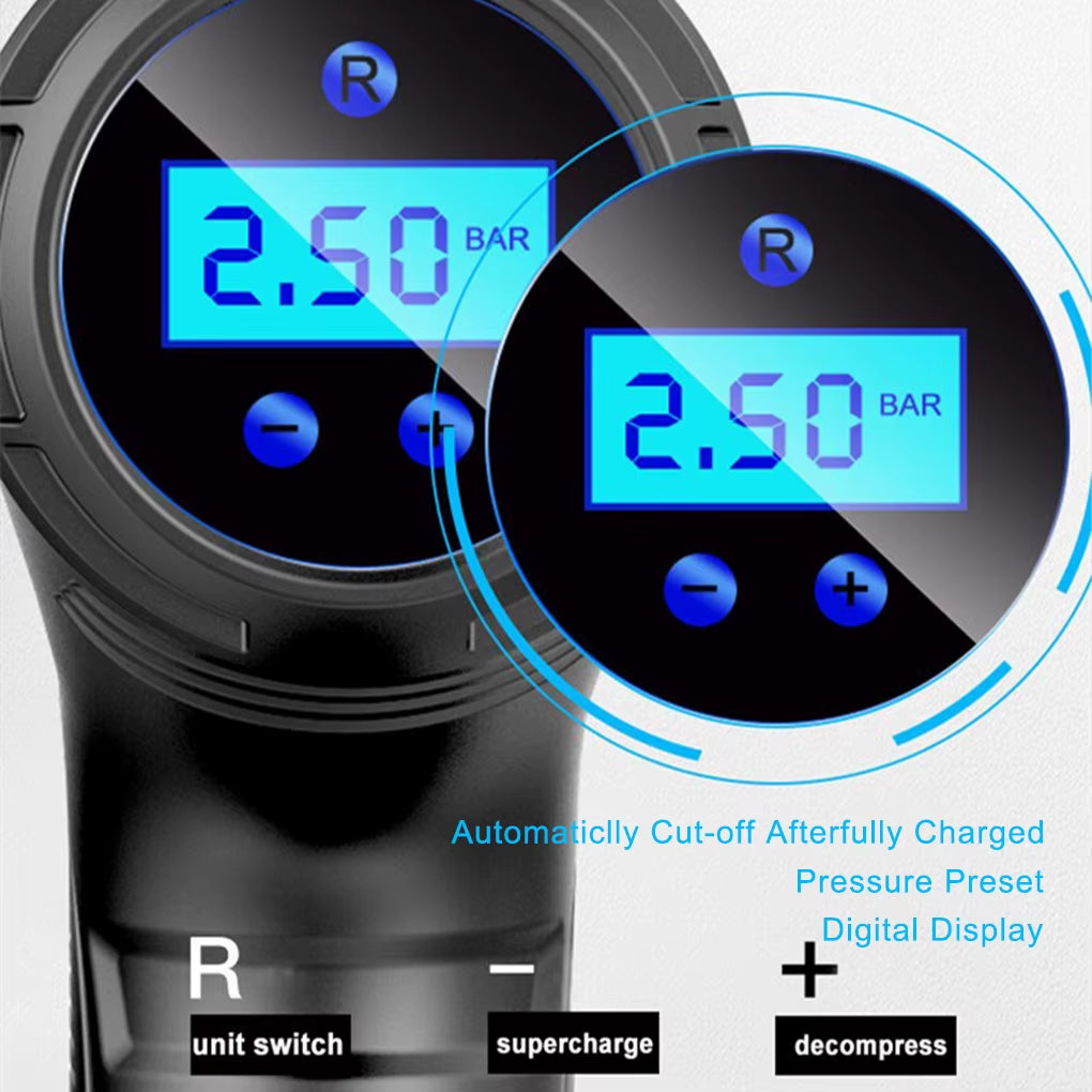 Car Air Compressor and Inflatable Pump - Portable Vehicle-Mounted Automatic Inflator with Digital Display Screen